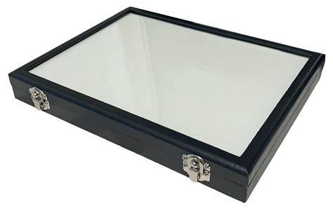 small glass and metal box|display box with glass lid.